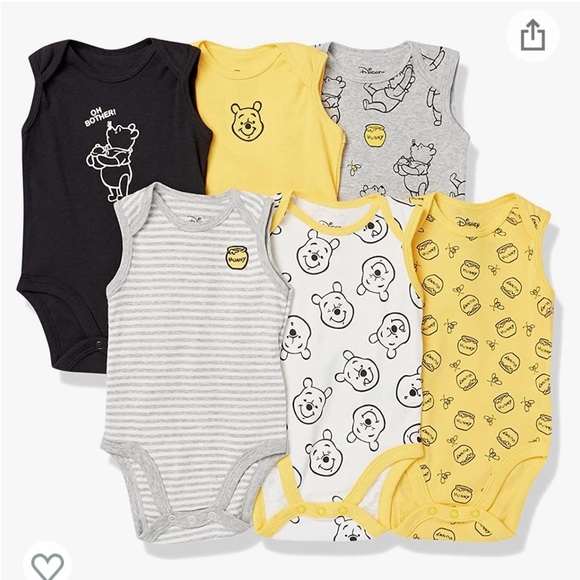 6 x Disney Winnie the Pooh baby onsies 3M - Picture 1 of 5